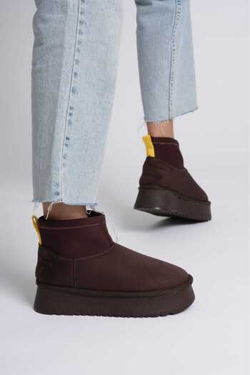 AYAKKABİSEPETİ Thick Sole Mini Boots Stretch Suede Boots
