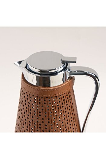 Dallaty Brown leather vacuum flask 1L