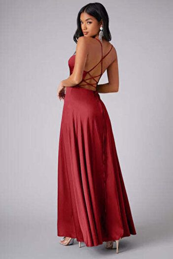 StreetWear Outlet Rochie Dama, Satin, Eleganta, Cu Bretele Incrucisate