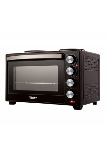 Voltz Small cooker Oliver OV51441F40, 3200W, 2 burners, 40 l, 100-230C, Double glass door, Black