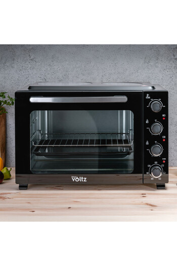 Voltz Oliver OV51441E45 Ceramic Hob Cooker, 4300 W, 45L, 90-230C, Fan, Lighting, Black