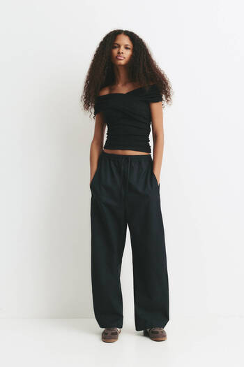 Pull & Bear Surplice Bardot neckline top