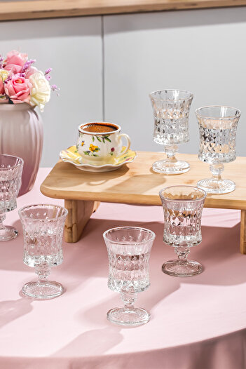 ORTAKÖY CENNETİ Yasemin 6-Piece Coffee Side Glass Cup Set 80