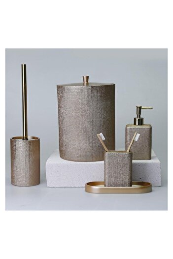 Magic Home Selim Dekor Linen Bathroom Set Mink