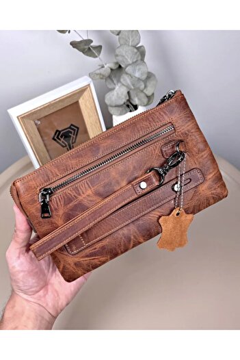 Fil Deri Genuine Leather Zippered Men's Handbag with Grip Strap 2113