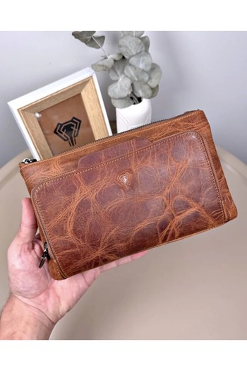 Fil Deri Genuine Leather Zippered Men's Handbag with Grip Strap 2113