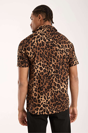 İLKCET MODA Leopard Patterned Oversize Men's Shirt
