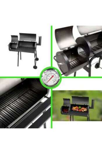 Mercaton Garden Grill, Rectangular with Wheels, Lid, and Chimney, 112x63x117 cm