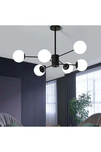 RFAN Candelabru, Model 5506/6, Cu Abajururi, 6 X E27, Negru