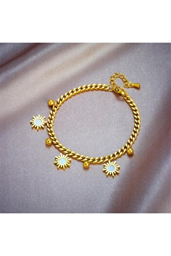 Pursehuit Golden bracelet, made of stainless steel, blown with 18k gold, with sun-shaped pieces, Erica C3