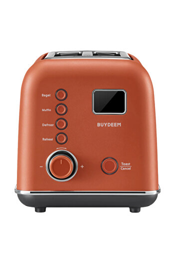 BUYDEEM Prăjitor de pâine DT730E, 900W, 2 sloturi, 9 programe și niveluri, Inox, LCD, Indicatori, Portocaliu