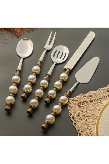 hediye Esterhomedecor 5-Piece Pearl Model Serving Spoon Set