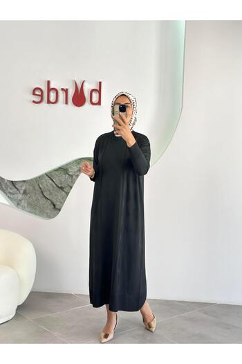 Armine Trend Baklava Desenli Merserize Elbise 25YTD958 Siyah