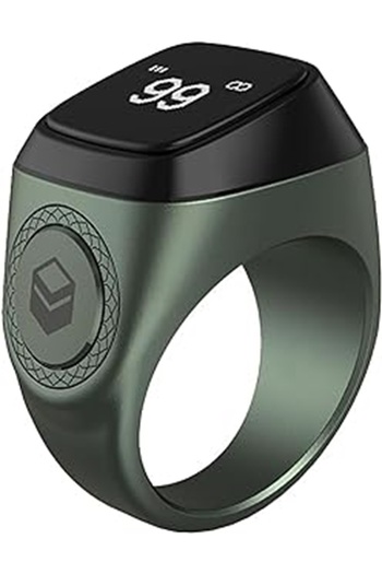 iqibla - Smart Tasbih Zikr Aluminum Ring - Green- 20mm