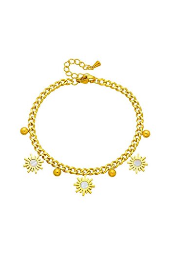 Pursehuit Golden bracelet, made of stainless steel, blown with 18k gold, with sun-shaped pieces, Erica C3
