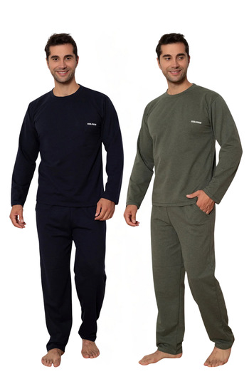 Ayans Pijama Double Thick Two Thread Pocket Men's Pajama Set