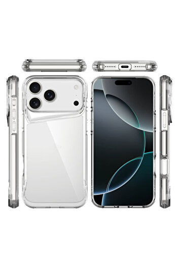 Nezih Case Apple iPhone 17 Pro Max Compatible Camera Raised Shock-Absorbing Transparent Silicone Smooth Hard Cover