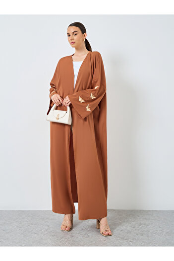 Take Two By Styli Embroidery Sleeve Open Front Abaya