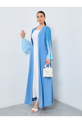 Take Two By Styli Dye Print Bell Sleeve Open Front Abaya