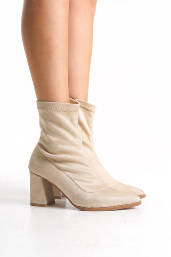 Shoesers Γυναικείες μπότες με φερμουάρ Stretch με χοντρό τακούνι