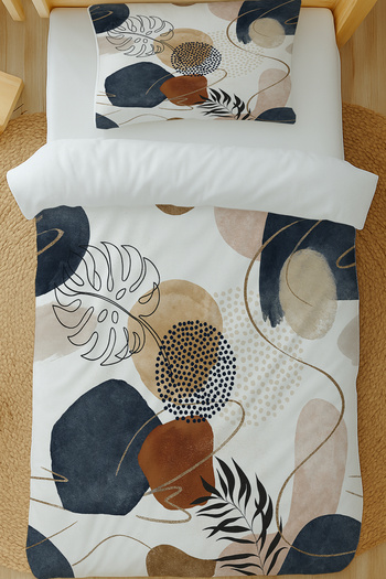 Else Dekor Gray Brown Minimal Patterned Cotton Satin Single Duvet Cover Set 160X220Cm
