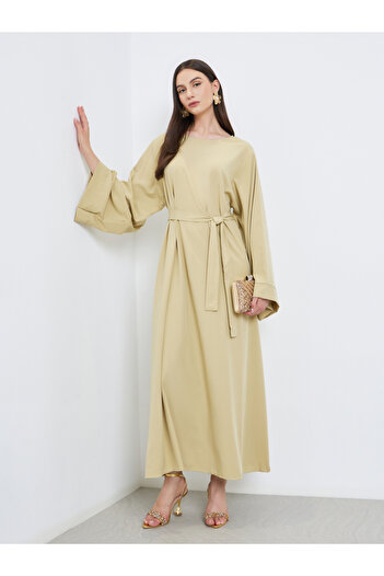 Take Two By Styli Solid Long Sleeve Belted Abaya