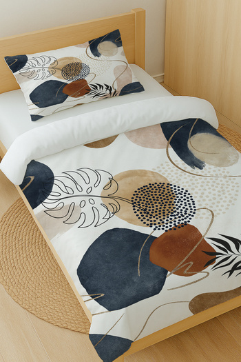 Else Dekor Gray Brown Minimal Patterned Cotton Satin Single Duvet Cover Set 160X220Cm