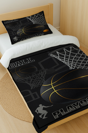 Else Dekor Basketball Patterned Cotton Satin Single Duvet Cover Set 160X220Cm