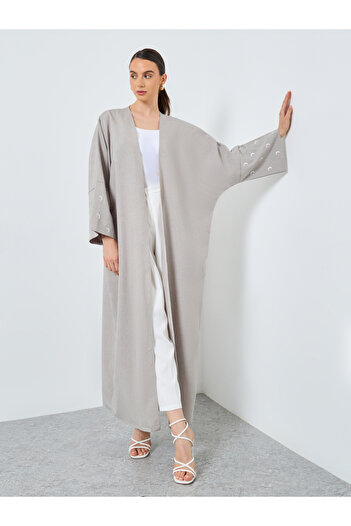 Take Two By Styli Embroidered Sleeve Open Front Abaya