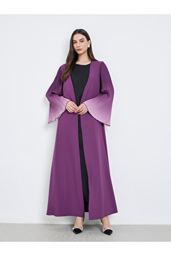 Take Two By Styli Dye Print Bell Sleeve Open Front Abaya