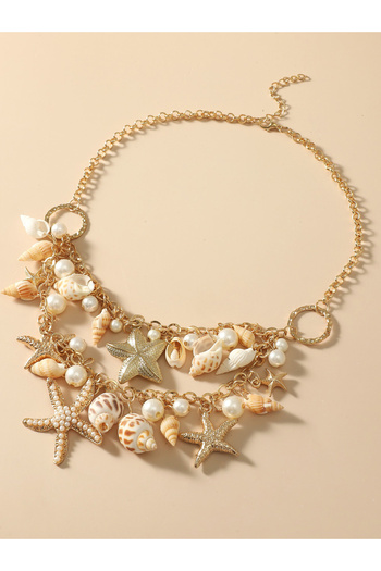 Take Two By Styli Sea Theme Necklace with Faux Pearl and Shell