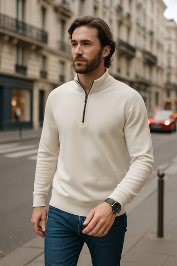 Duss Men's Slim Fit Turtleneck Zippered Sweatshirt