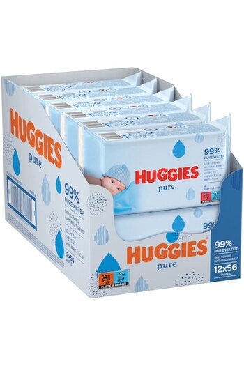 Huggies Pure Wet Wipes, 12 packs x 56, 672 pieces