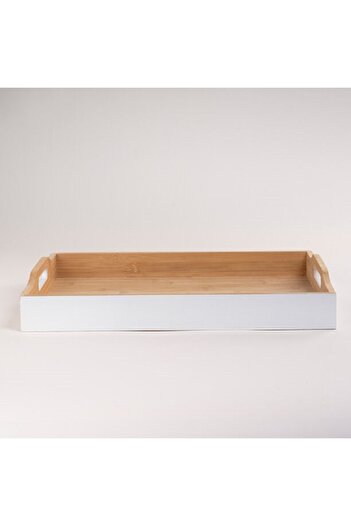 Dallaty white bamboo serving tray 47*34*7 cm