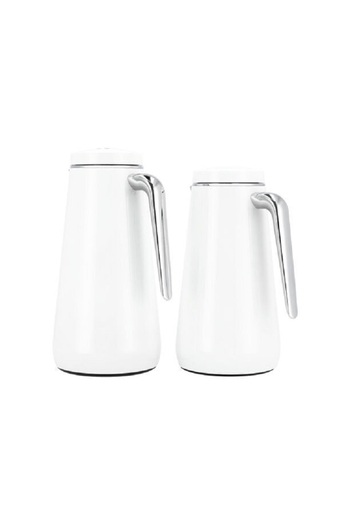 Dallaty Set of 2 steel vacuum flask white/chrome 1.0L and 1..3L