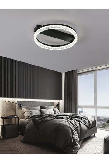RFAN LED Chandelier, Model T9898/1, with Remote Control, 3 Light Types, 80W, Black