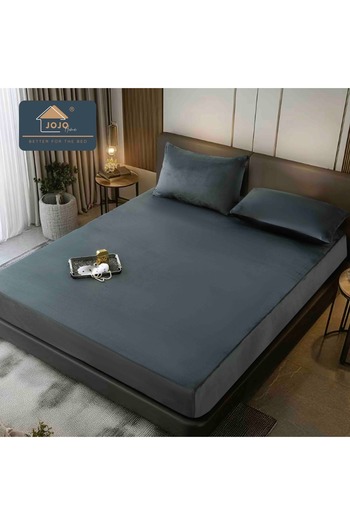 JOJO HOME Velvet Pillowcase with Elastic and Pillowcases 180x200cm, Dark Grey