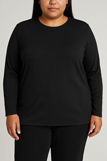 Nsb Tasarım Plus Size Classic Blouse Imported Silk Jersey Fabric