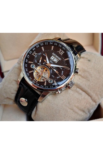 Raymond Star Series Silver Color Black Dial Automatic Men's Wristwatch