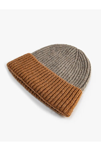 Koton Elastic Knitted Beret with Folded Edges