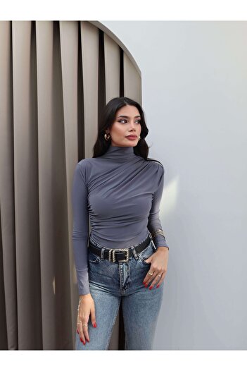 ESRAHELVACI Shoulder Waist Pleated Detailed Blouse