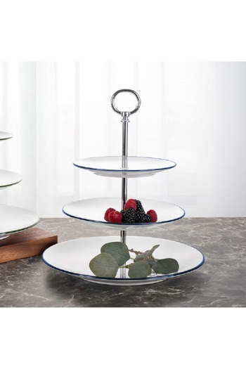 Rio Filete Azul 3 Tiers Cake Stand Blue Rim