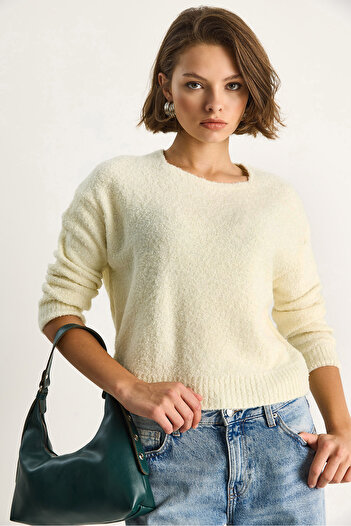 Bianco Lucci Women's Crew Neck Soft Texture Knitwear Sweater 2100 60284085