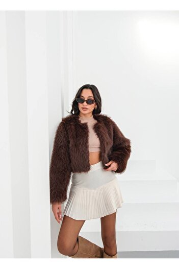 DONNA LISSA Women's Oversize Snap Fastener Premium Mini Faux Lolita Fur