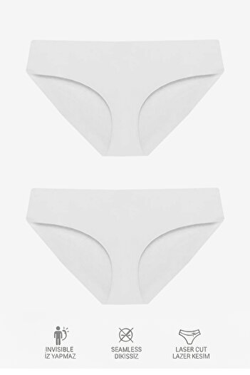 Ladytime 2-Pack Women's Seamless Laser Cut Bikini Panties – No Trace, No Show Comfortable Underwear - 301