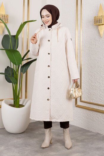 Tesettür Dünyası Buttoned Quilted Cap Tsd250217 Beige