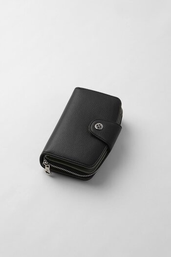 CENGİZ PAKEL Medium Size Snap Detailed Women's Wallet/Portfolio - 65300 - Black/Green