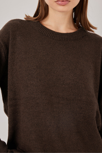 Bigdart 15895 Baklava Patterned Oversize Knit Sweater - C. Brown