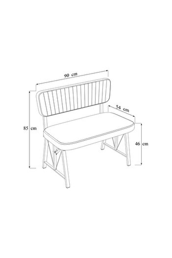 Mygusi Hayat 70x110 Bendir Mutfak Masası, Mutfak Masası Takımı, Yemek Masası, 2 Benchli - Krem