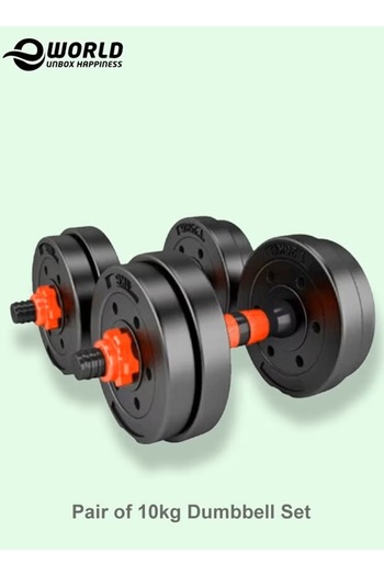 Eworld 10kg Adjustable Dumbbell & Barbell Set, Non-Slip Rod for Home Gym Exercise